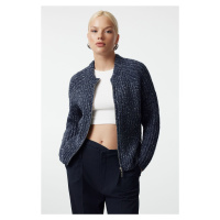 Trendyol Blue Gradient Zippered Knitwear Cardigan