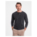 Men's wash henley longsleeve with raglan sleeves - black V1 OM-LSWL-22FW-001