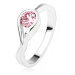 Stříbrný zásnubní prsten 925, kulatý růžový zirkon, zatočená ramena