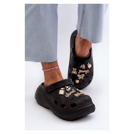 Dámské lehké pěnové pantofle na silné podrážce s kolíky, černá Effiora Kesi