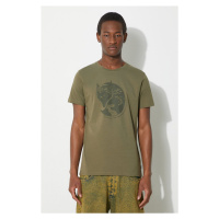 Bavlněné tričko Fjallraven Arctic Fox T-shirt zelená barva, s potiskem, F87220.625