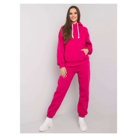 Tmavě růžová dámská oversize tepláková souprava -fuchsia BASIC