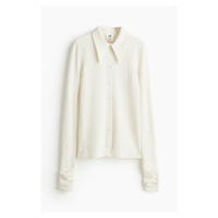 H & M - Přiléhavá košile ze strukturovaného žerzeje - bílá