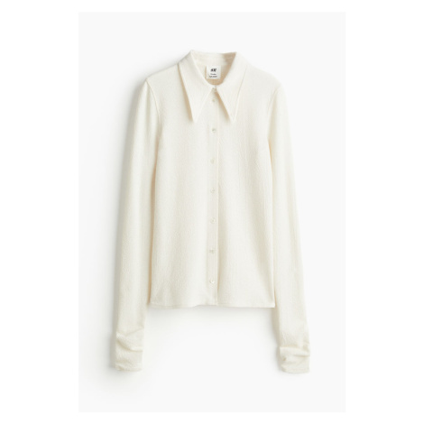 H & M - Přiléhavá košile ze strukturovaného žerzeje - bílá H&M