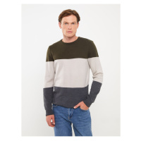 LC Waikiki Crew Neck Long Sleeve Color Block Men's Knitwear Sweater