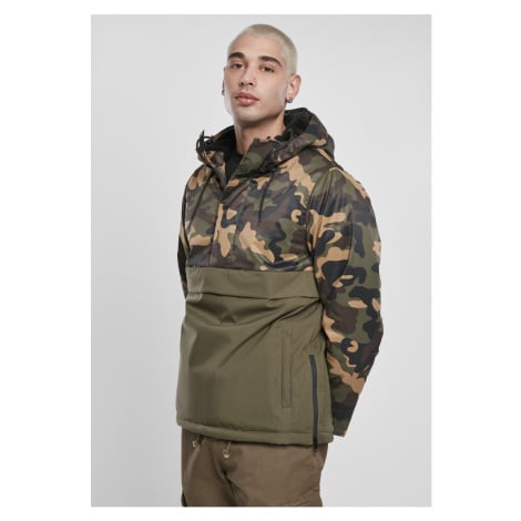 Pánská bunda // Urban Classics Camo Mix Pull Over Jacket olive/wood camo