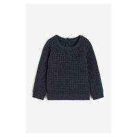 H & M - Bavlněný svetr z vaflového úpletu - modrá