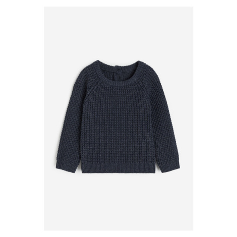 H & M - Bavlněný svetr z vaflového úpletu - modrá H&M