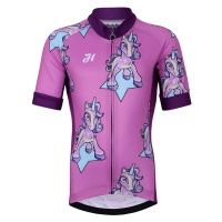 HOLOKOLO Cyklistický dres s krátkým rukávem - UNICORNS KIDS - vícebarevná/růžová