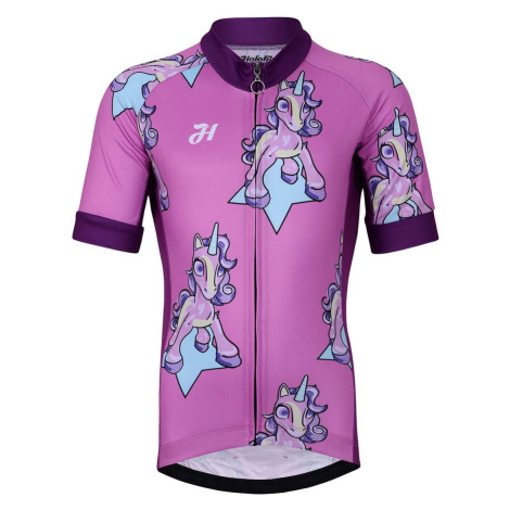 HOLOKOLO Cyklistický dres s krátkým rukávem - UNICORNS KIDS - vícebarevná/růžová