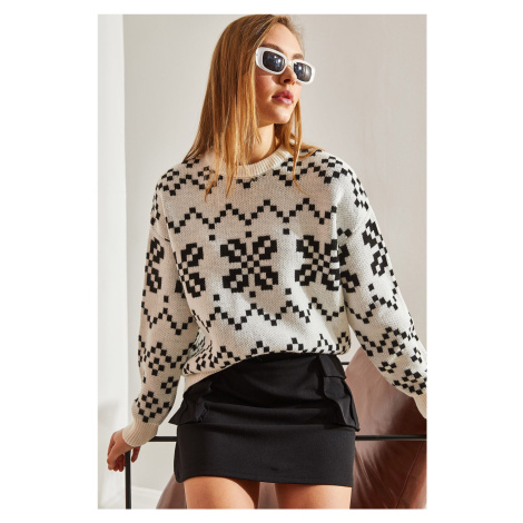 Bianco Lucci Women's Patterned Knitwear Sweater