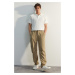 Trendyol Limited Edition Khaki Men's Wide Fit Pleated Trousers