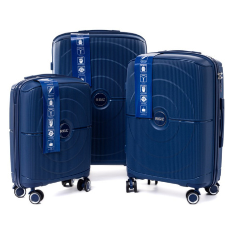 Rogal Tmavě modrá sada 3 luxusních odolných kufrů "Orbital" - M, L, XL