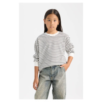 DEFACTO Girl Relax Fit Crew Neck Striped Sweatshirt