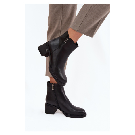 Kožené Zateplené Dámské Kotníkové Boty na Klín Vinceza 91159 Černé
