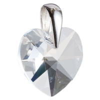 Evolution Group Stříbrný přívěsek s krystaly Swarovski bílé srdce 34002.1