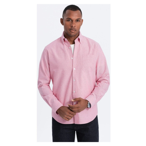 Ombre Pánská košile s dlouhým rukávem Copperfog růžová Růžová