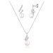 JwL Luxury Pearls Elegantní set šperků s pravou perlou a zirkony JL0746 (řetízek, přívěsek, náuš
