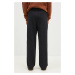 Kalhoty s příměsí vlny Norse Projects Benn Relaxed Cotton Wool Twill Pleated Trouser černá barva