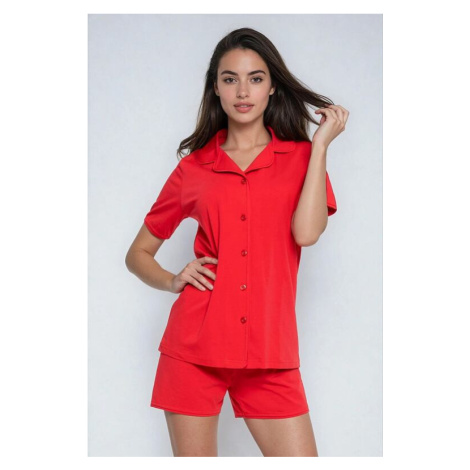 Propínací pyžamo Chiara červené krátké Moraj