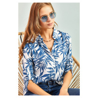 Bianco Lucci Women's Multi Pattern Viscose Shirt with Fold Sleeves