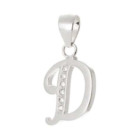Stříbrný přívěšek písmeno D s čirými zirkony STRZ0817DF Ego Fashion