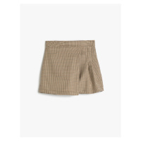 Koton Girl's Shorts Skirt Pleated Double Breasted Elastic Waist Camel Hair