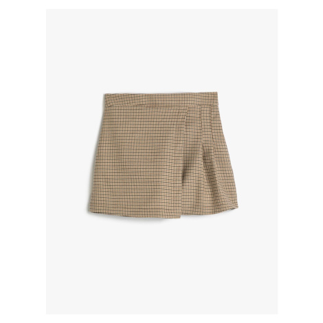 Koton Girl's Shorts Skirt Pleated Double Breasted Elastic Waist Camel Hair