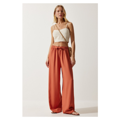 Happiness İstanbul Women's Peach Summer Viscose Palazzo Trousers
