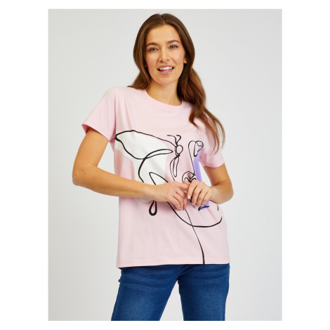 Růžové dámské tričko s potiskem SAM73 Musca Sam 73