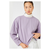 Koton Crop Sweatshirt Knitted Pattern Long Sleeve