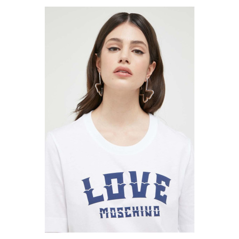 Bavlněné tričko Love Moschino bílá barva