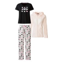 esmara® Dámské pyžamo (růžová/černá/srdce)