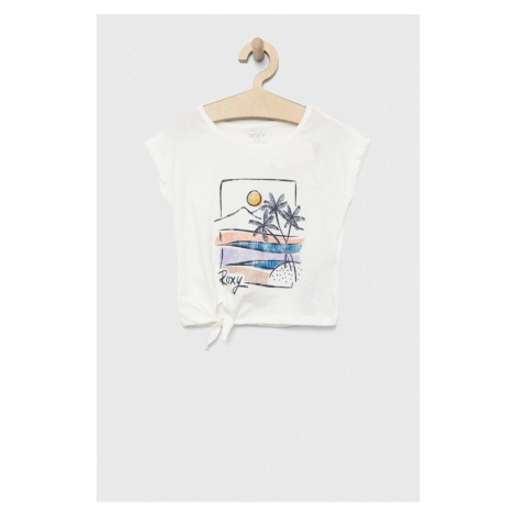 Dětské bavlněné tričko Roxy bílá barva