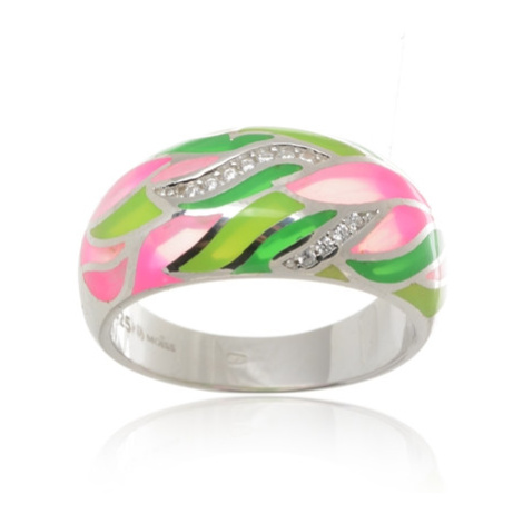 Luxusní stříbrný prsten zdobený smaltem STRP0392F + dárek zdarma Ego Fashion