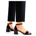Zajímavé černé sandály dámské na širokém podpatku