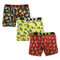 Styx 3PACK pánské boxerky long art sportovní guma vícebarevné XXL