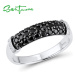 Elegantní stříbrný prsten zdobený černými zirkony FanTurra