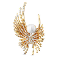 JwL Luxury Pearls Pozlacená brož anděl s perlou a krystaly JL0822