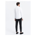 Ombre Clothing Elegantní bílá košile oxford V1 OM0108