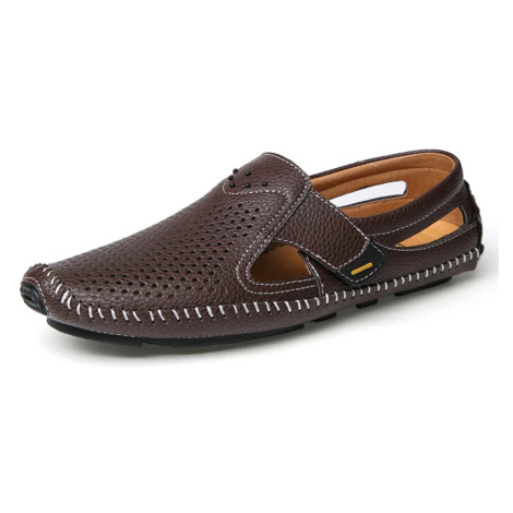 Letní kožené prošívané boty slip-on MIXI FASHION
