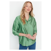 Trendyol Mint Basic Oversize Woven Satin Shirt