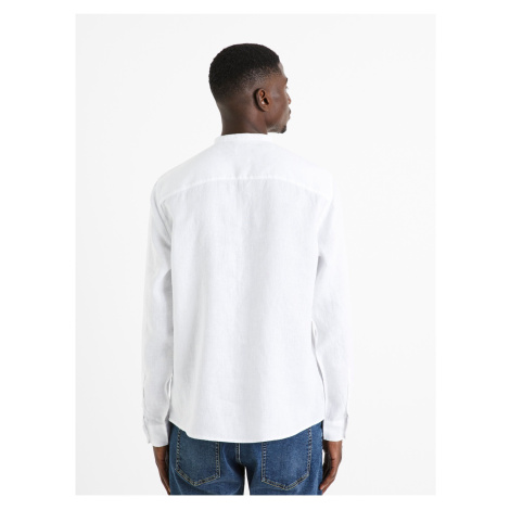 Bílá pánská lněná košile Celio Damaolin