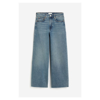 H & M - Wide High Ankle Jeans - modrá