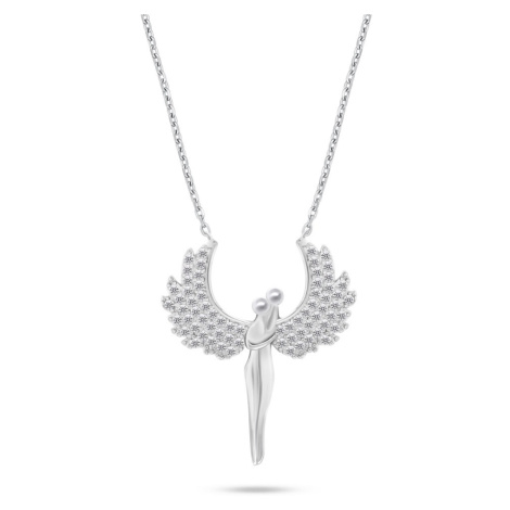 Brilio Silver Blyštivý stříbrný náhrdelník Andělé se zirkony NCL143W