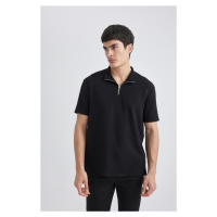 DEFACTO Regular Fit Stand Collar Half Zip Heavy Fabric Short Sleeve T-Shirt