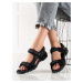 Exkluzívní černé dámské  sandály bez podpatku