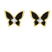 Náušnice ve žlutém 14K zlatě - malý motýlek pokrytý černou glazurou, čirý zirkon