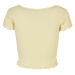 Ladies Cropped Button Up Rib Tee - softyellow