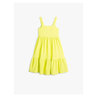 Koton Dress With Thin Straps, Tiered Ruffle Detailed Dress.